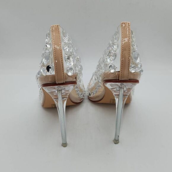 Azalea Wang Bonnie Crystal-Studded Translucent Pumps Heels Women's Size 8.5 New - Picture 5 of 13